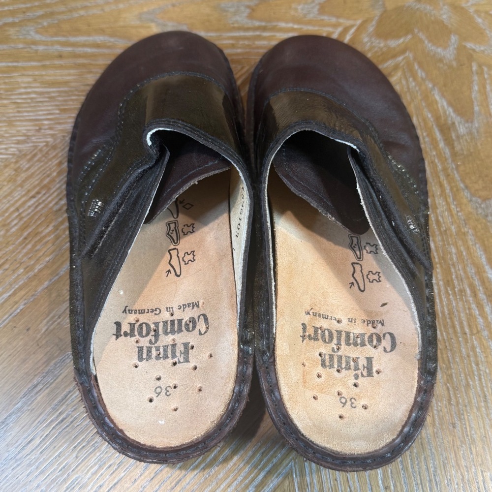 Finn Comfort Amalfi Leather Mule Clog Brown Size 36 US 6 - Picture 4 of 9